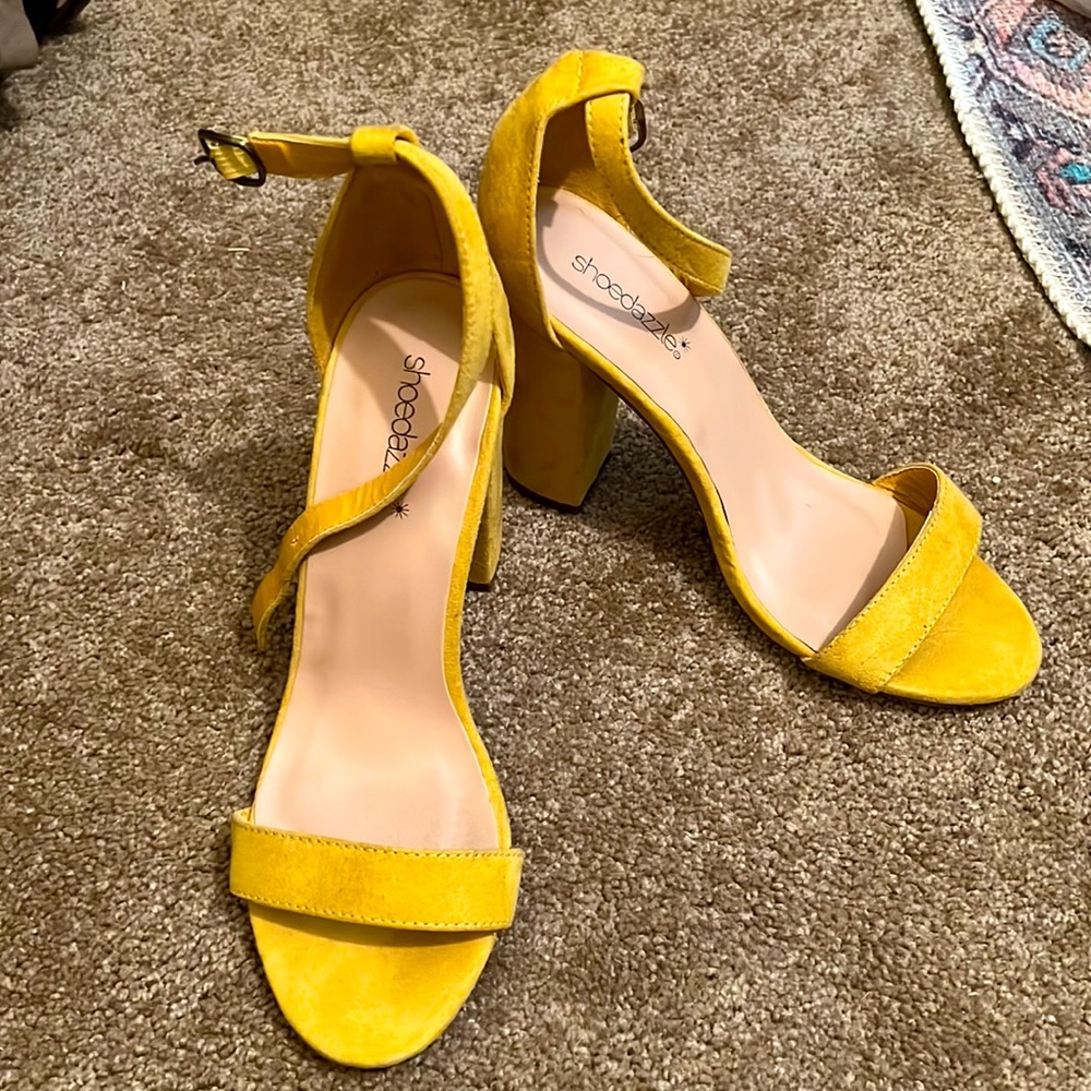 Yellow Block Heel Ankle strap sandal